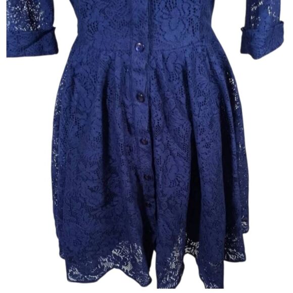 GABBY SKYE NAVY BLUE LACE FIT & FLAIR DRESS SZ.6 EUC. - Picture 4 of 8